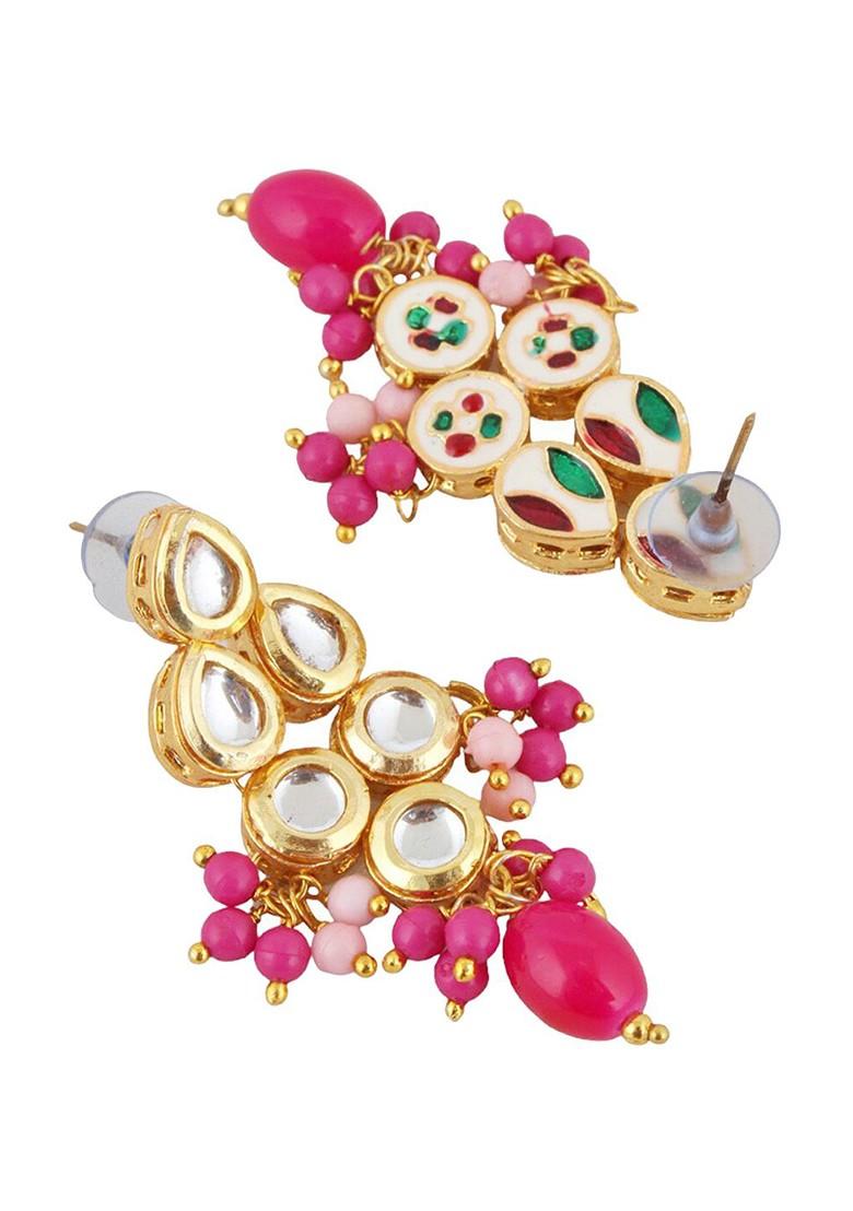 Pink Kundan Gold Plated Necklace Set