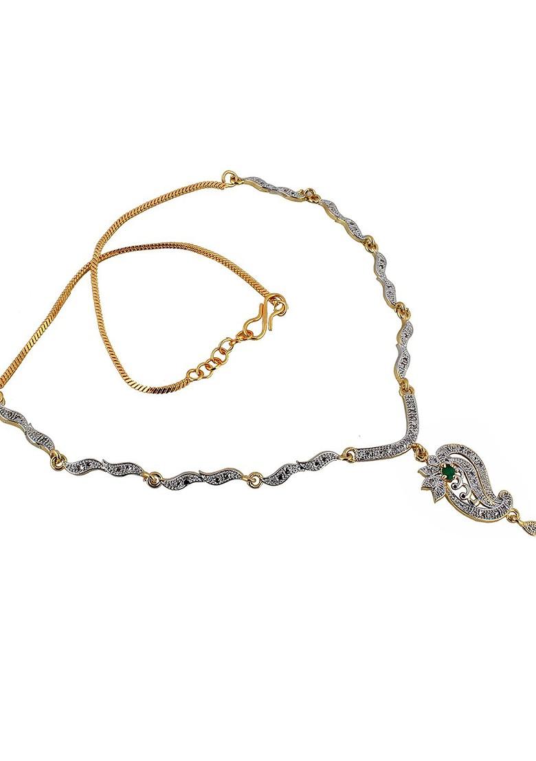 Green American Diamond Gold Plated Necklace Set