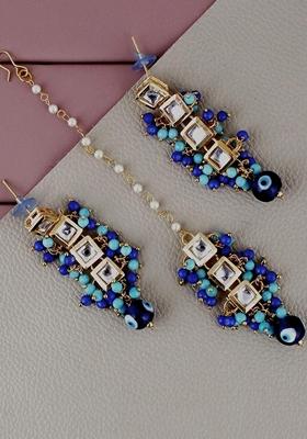 Blue Kundan Gold Plated Necklace Set