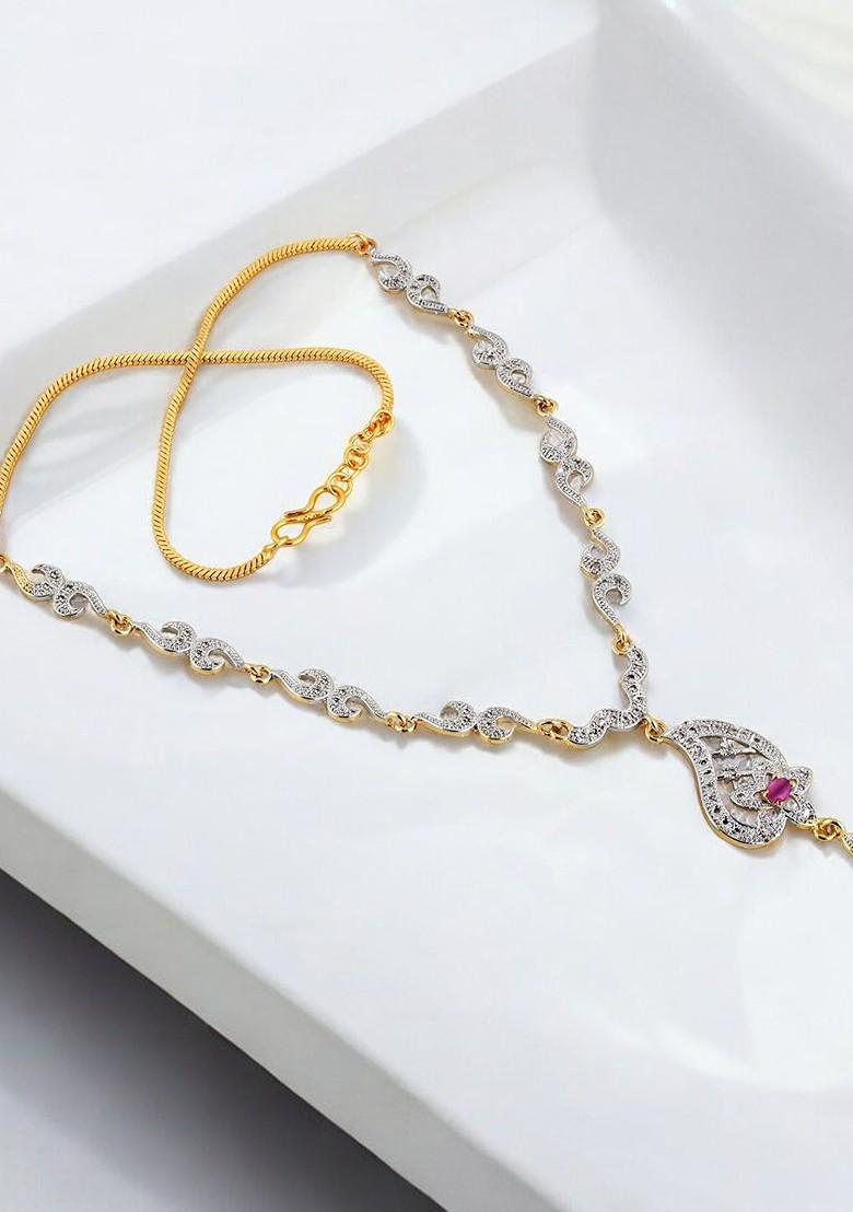 Gold American Diamond Gold Plated Necklace Set