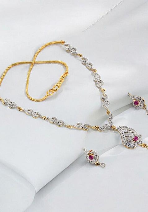 Gold American Diamond Gold Plated Necklace Set