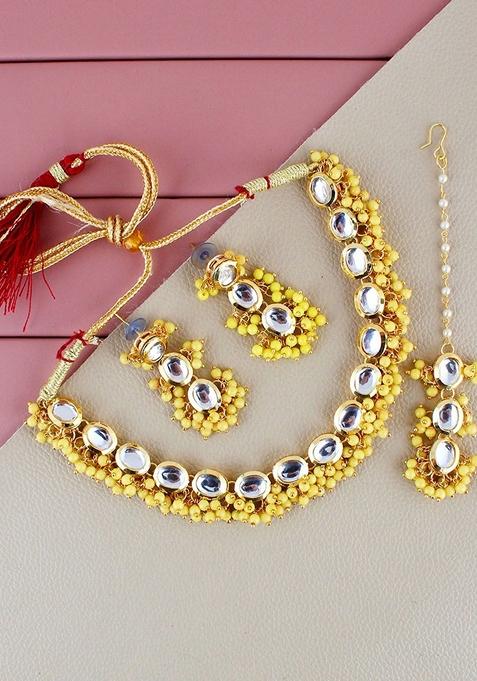 Gold Kundan Gold Plated Necklace Set