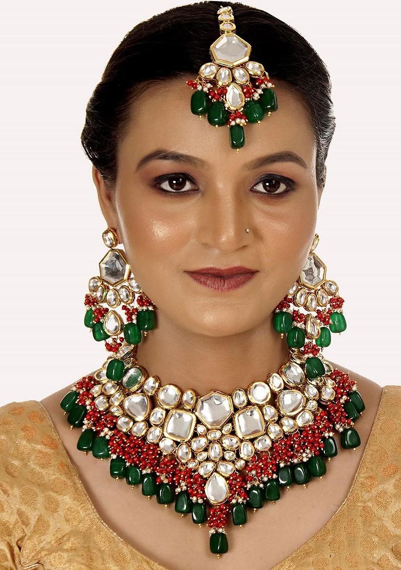 Red Kundan Gold Plated Necklace Set