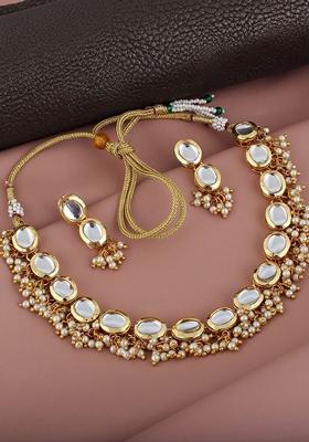 White Kundan Gold Plated Necklace Set