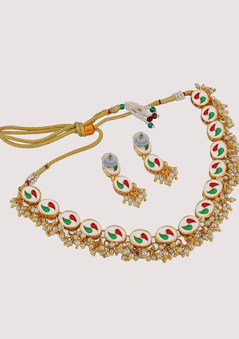 White Kundan Gold Plated Necklace Set