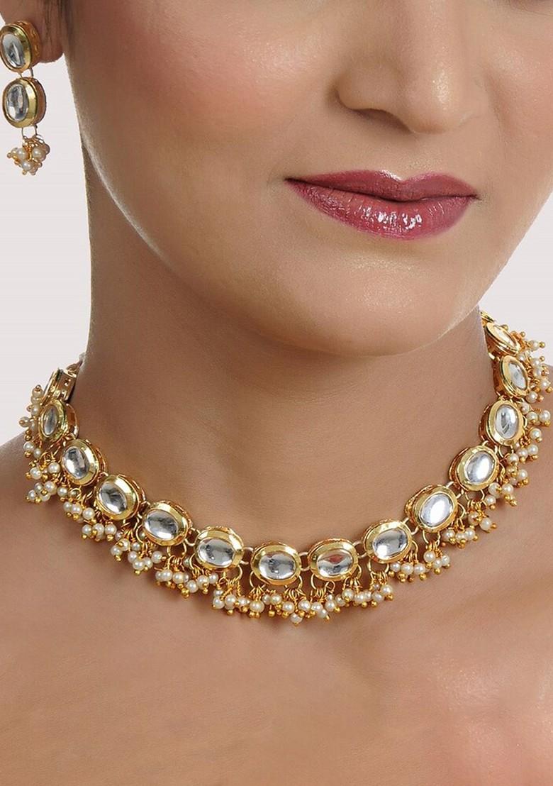 White Kundan Gold Plated Necklace Set