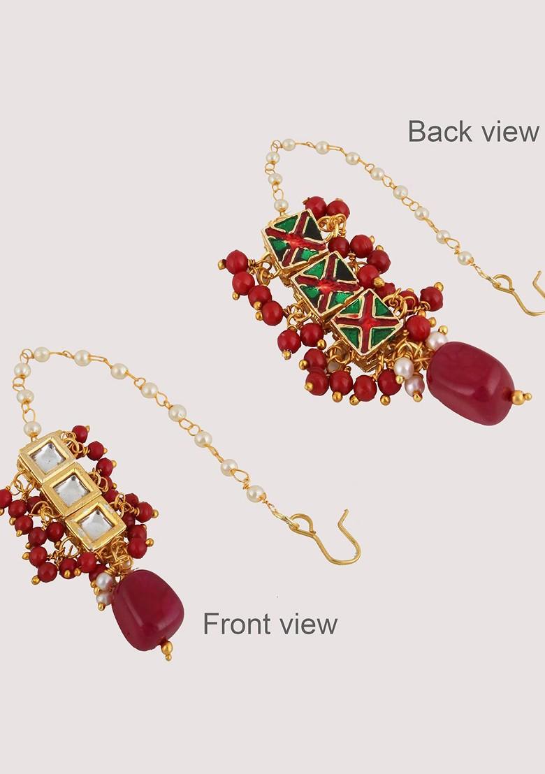 Maroon Kundan Gold Plated Necklace Set