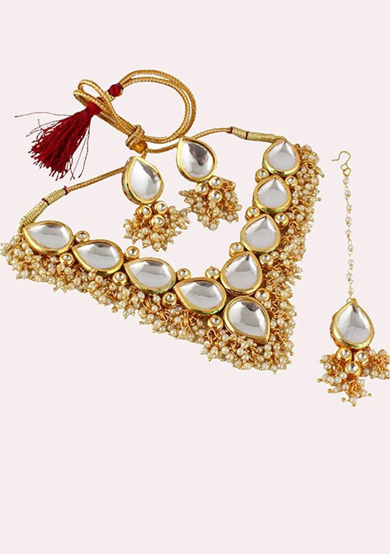 White Kundan Gold Plated Necklace Set