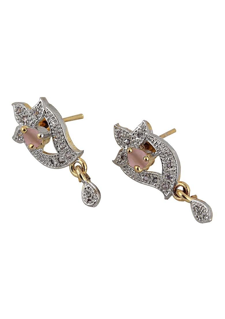 Pink American Diamond Gold Plated Necklace Set