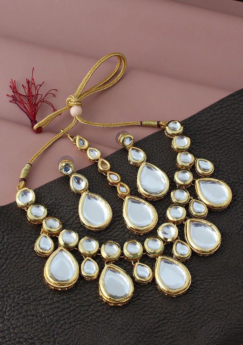 White Kundan Gold Plated Necklace Set