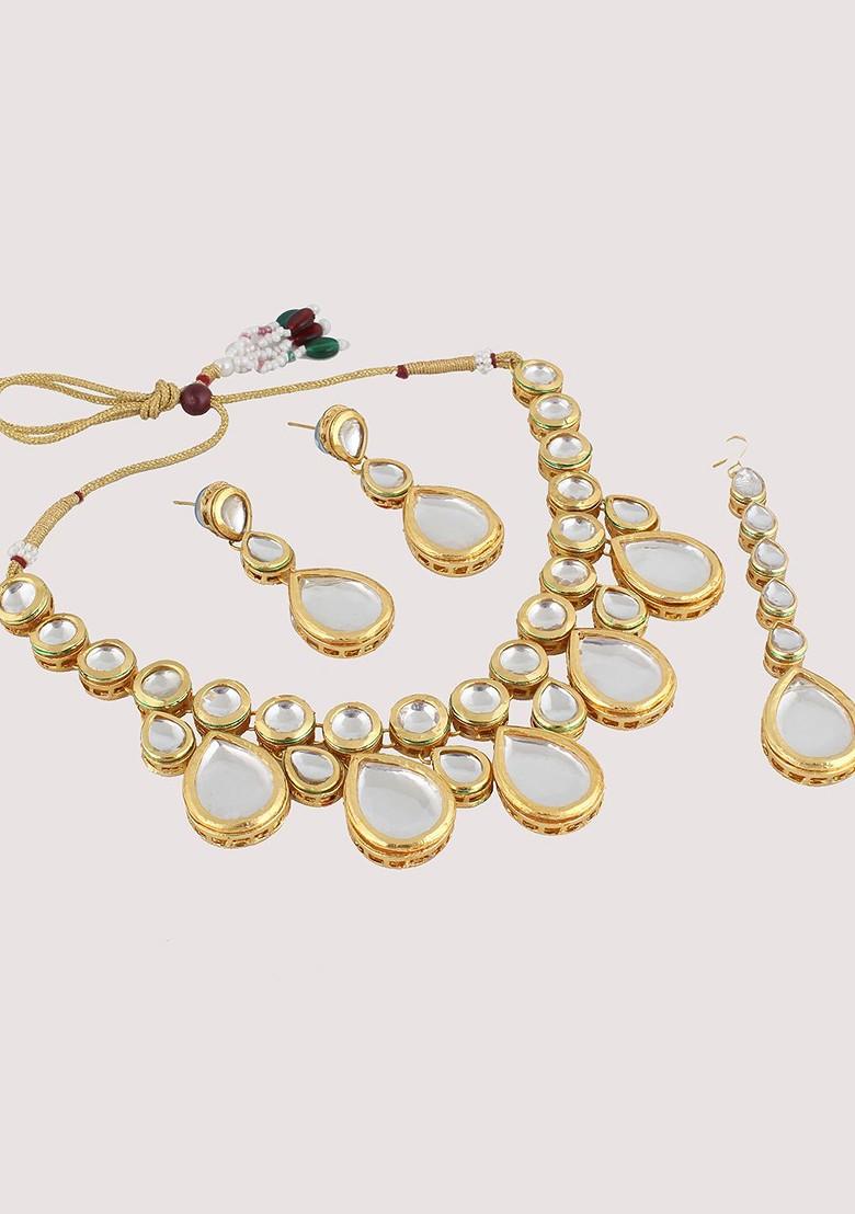 White Kundan Gold Plated Necklace Set