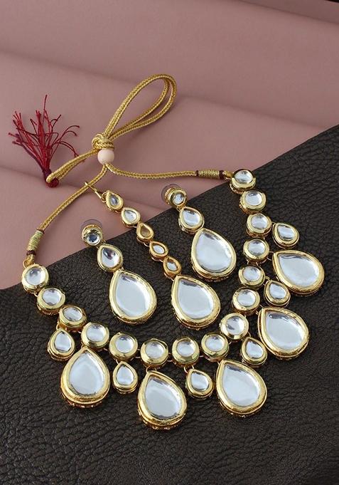 White Kundan Gold Plated Necklace Set