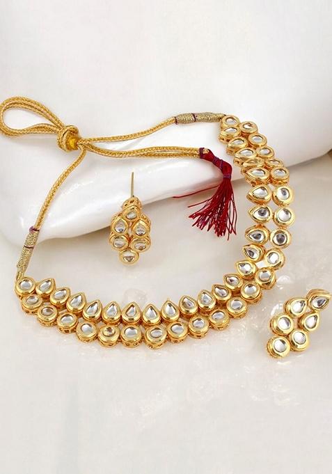 Gold Kundan Gold Plated Necklace Set