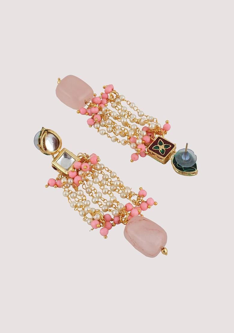 Pink Kundan Gold Plated Necklace Set