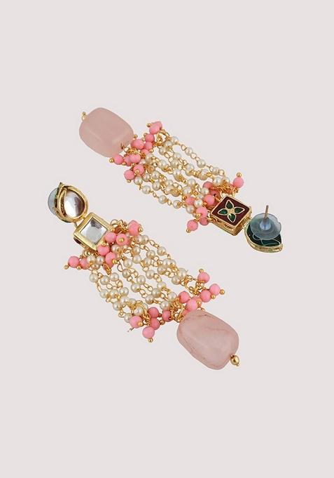 Pink Kundan Gold Plated Necklace Set