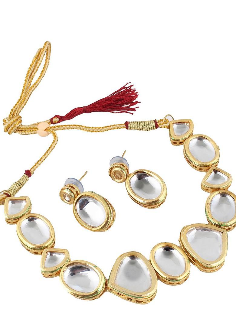 White Kundan Gold Plated Necklace Set