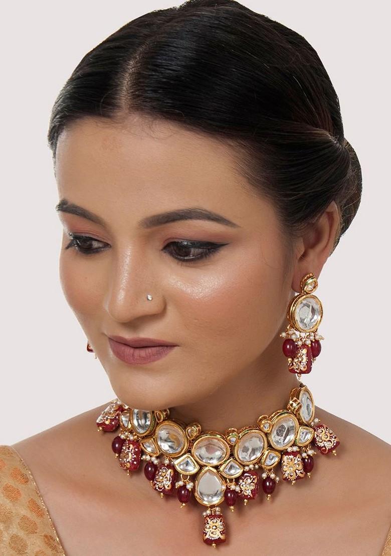 Gold Kundan Gold Plated Necklace Set