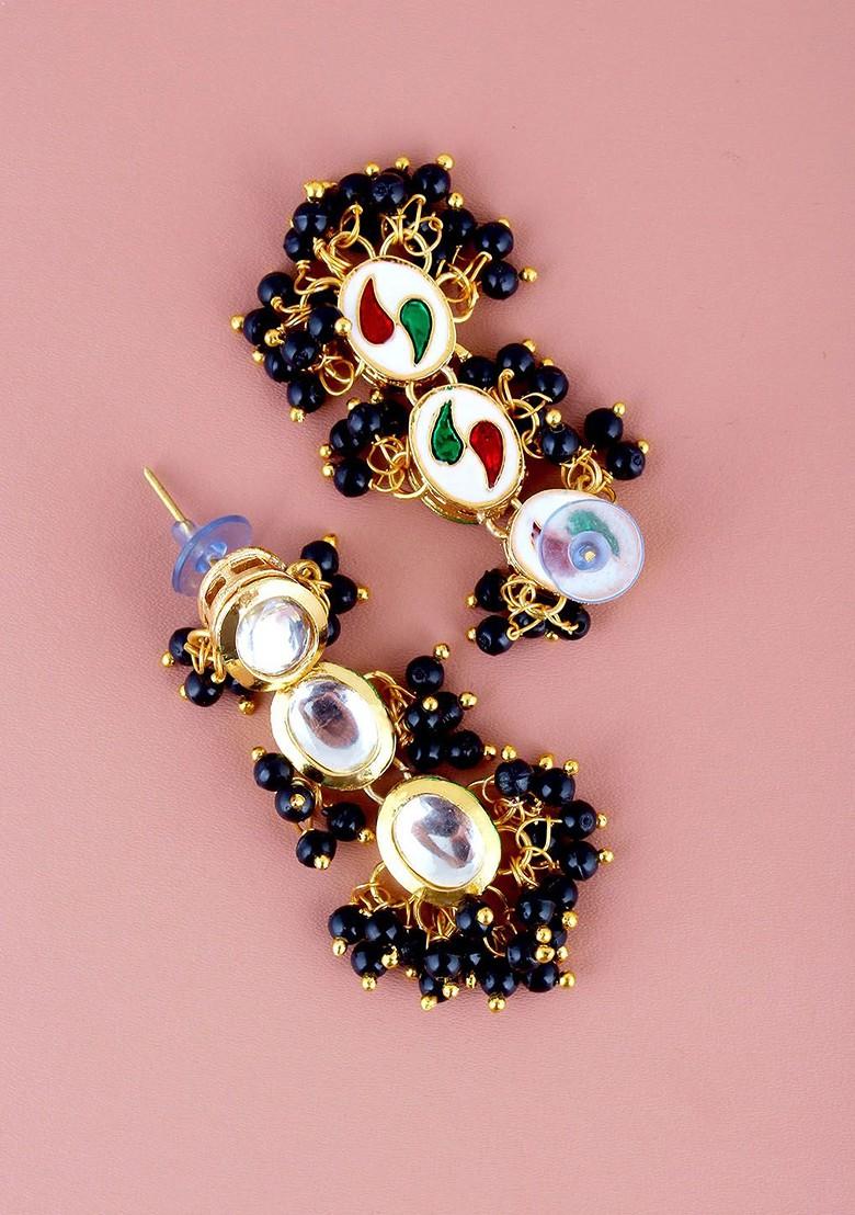 Black Kundan Gold Plated Necklace Set