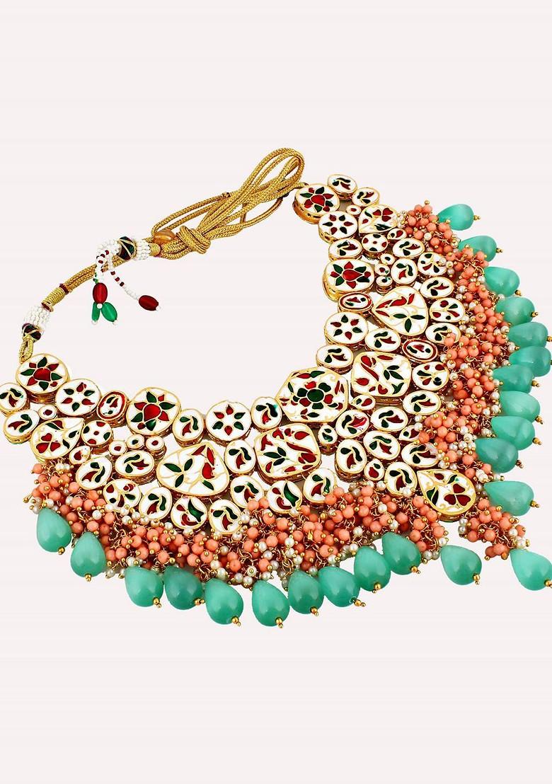 Multi Kundan Gold Plated Necklace Set