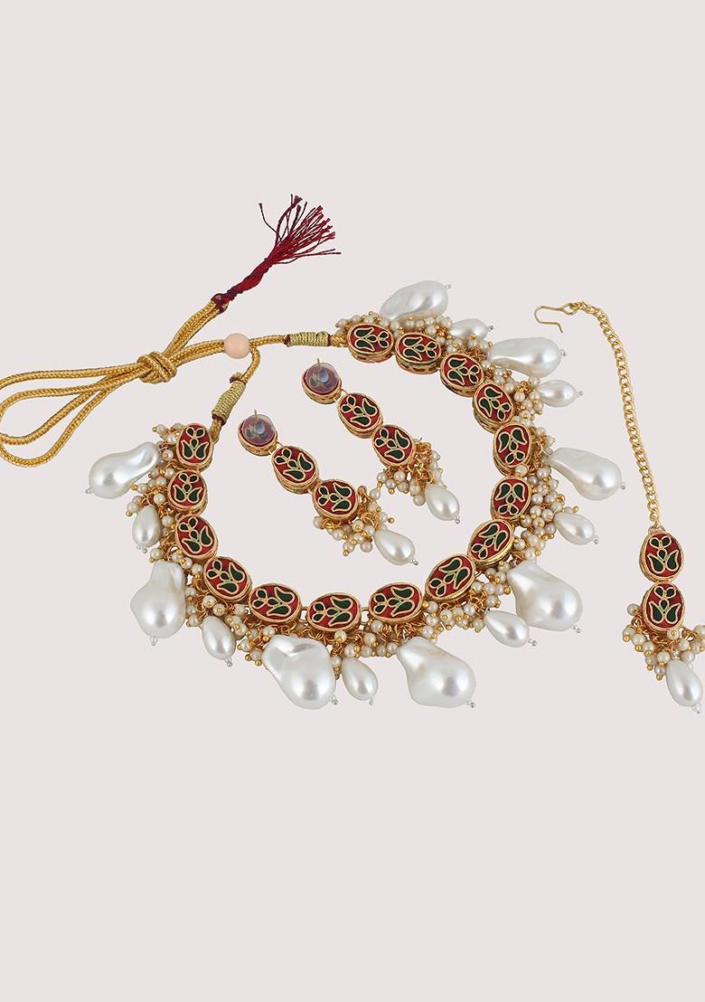 White Kundan Gold Plated Necklace Set