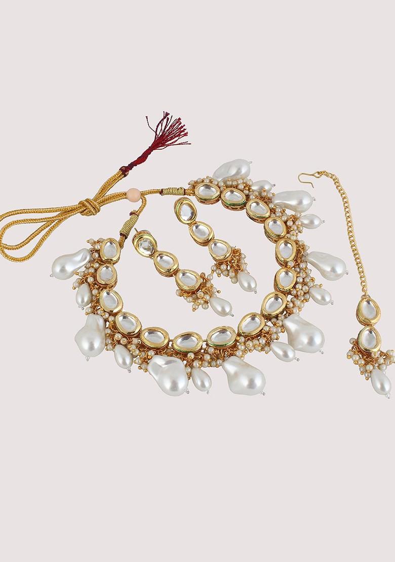 White Kundan Gold Plated Necklace Set