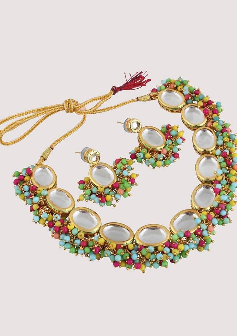 Multi Kundan Gold Plated Necklace Set
