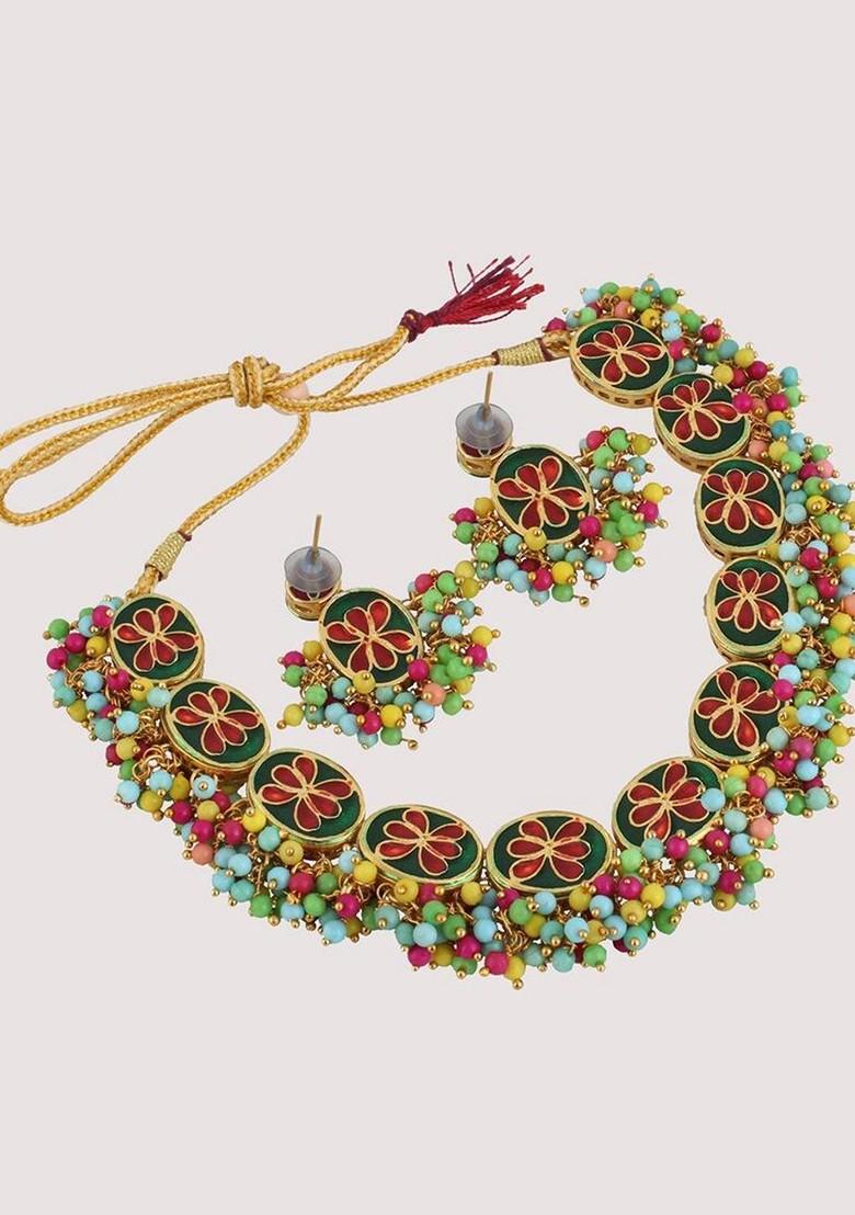 Multi Kundan Gold Plated Necklace Set