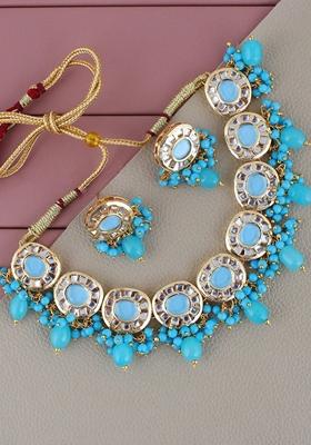 Blue Kundan Gold Plated Necklace Set