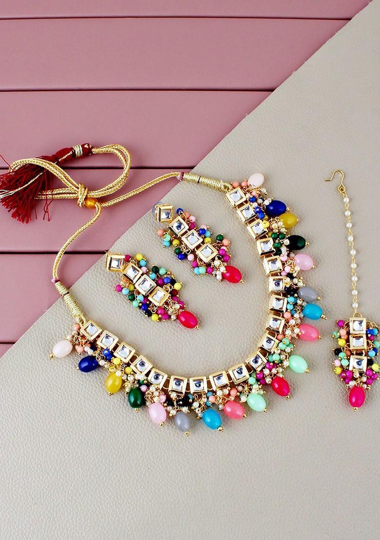 Gold Kundan Gold Plated Necklace Set