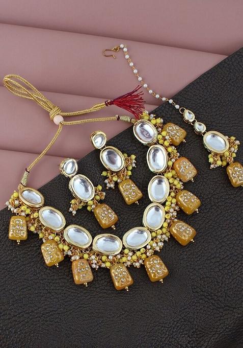 Gold Kundan Gold Plated Necklace Set