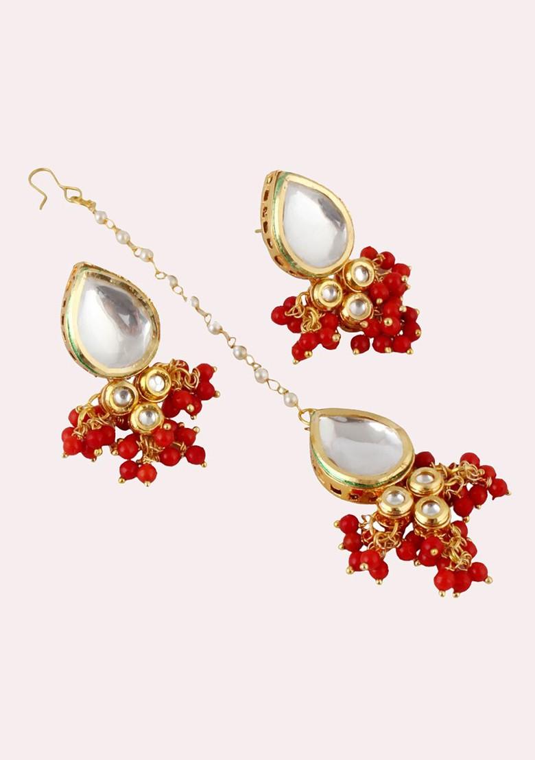 Red Kundan Gold Plated Necklace Set