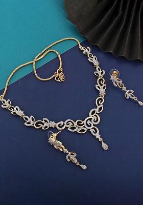 White American Diamond Gold Plated Necklace Set