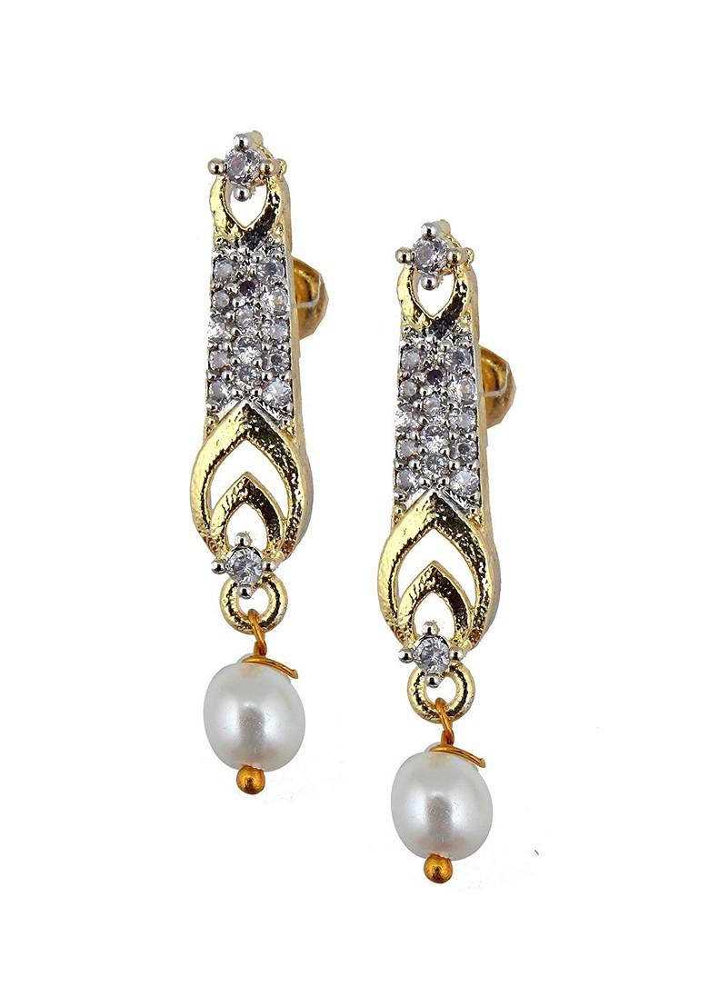 White American Diamond Gold Plated Necklace Set