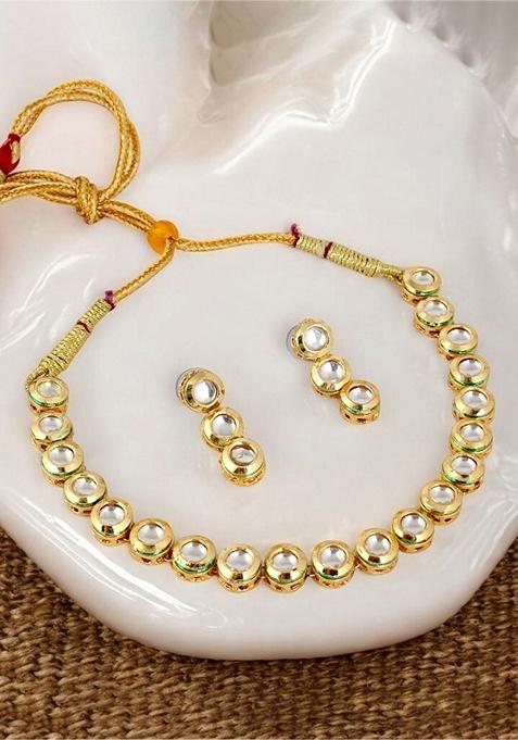 Gold Kundan Gold Plated Necklace Set