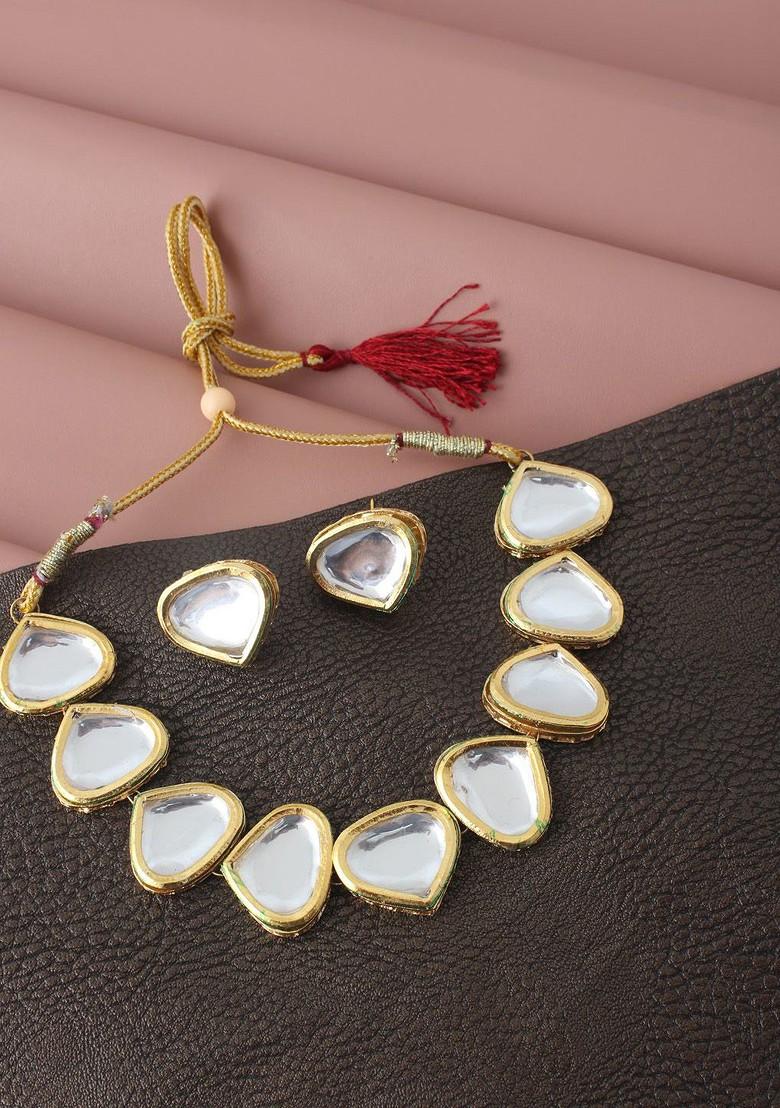 White Kundan Gold Plated Necklace Set