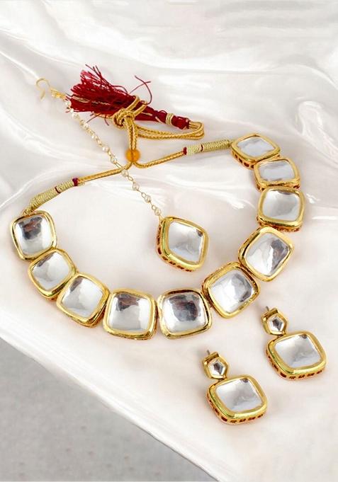 Gold Kundan Gold Plated Necklace Set