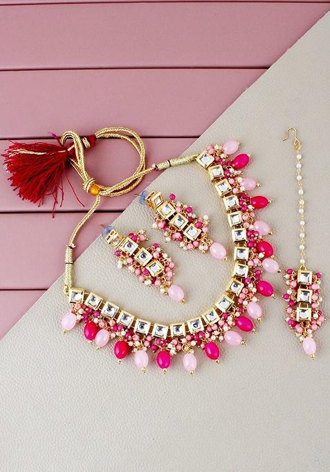 Gold Kundan Gold Plated Necklace Set