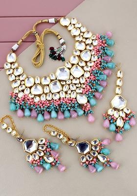 White Kundan Gold Plated Necklace Set