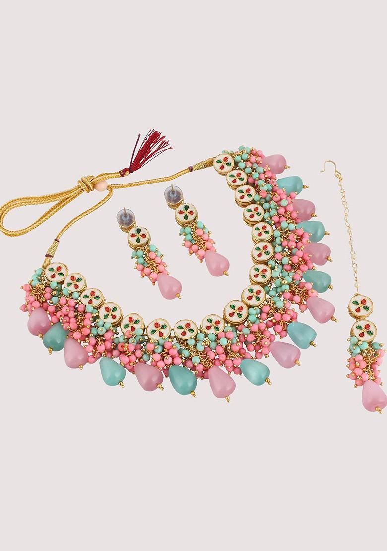 Multi Kundan Gold Plated Necklace Set