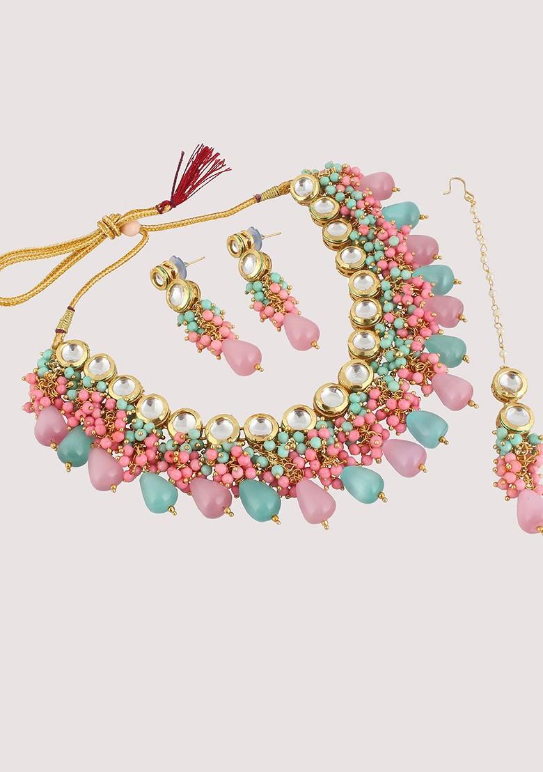 Multi Kundan Gold Plated Necklace Set