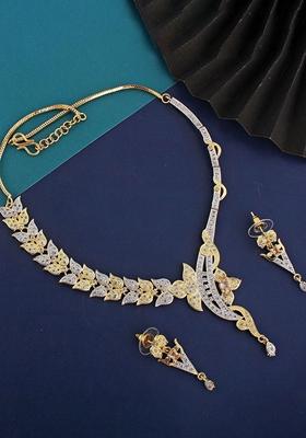 White American Diamond Gold Plated Necklace Set
