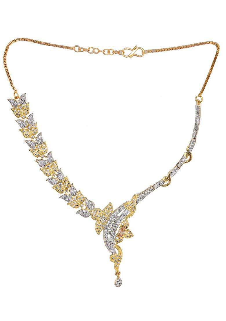 White American Diamond Gold Plated Necklace Set
