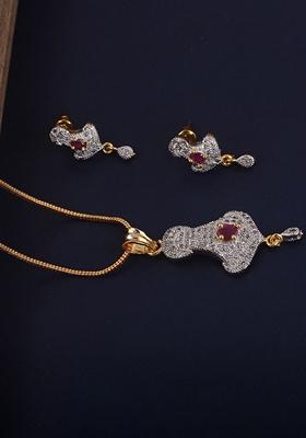 White American Diamond Gold Plated Necklace Set