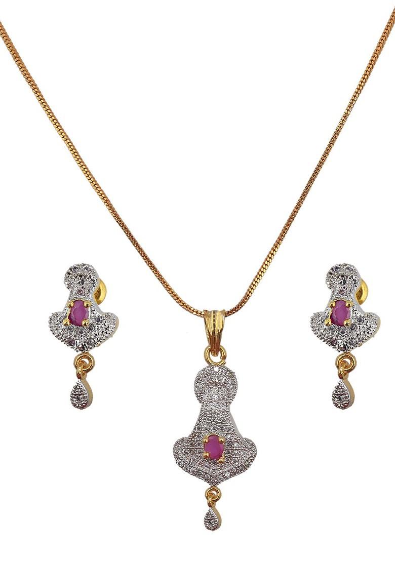 White American Diamond Gold Plated Necklace Set