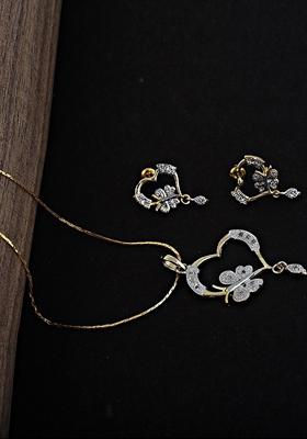 White American Diamond Gold Plated Necklace Set