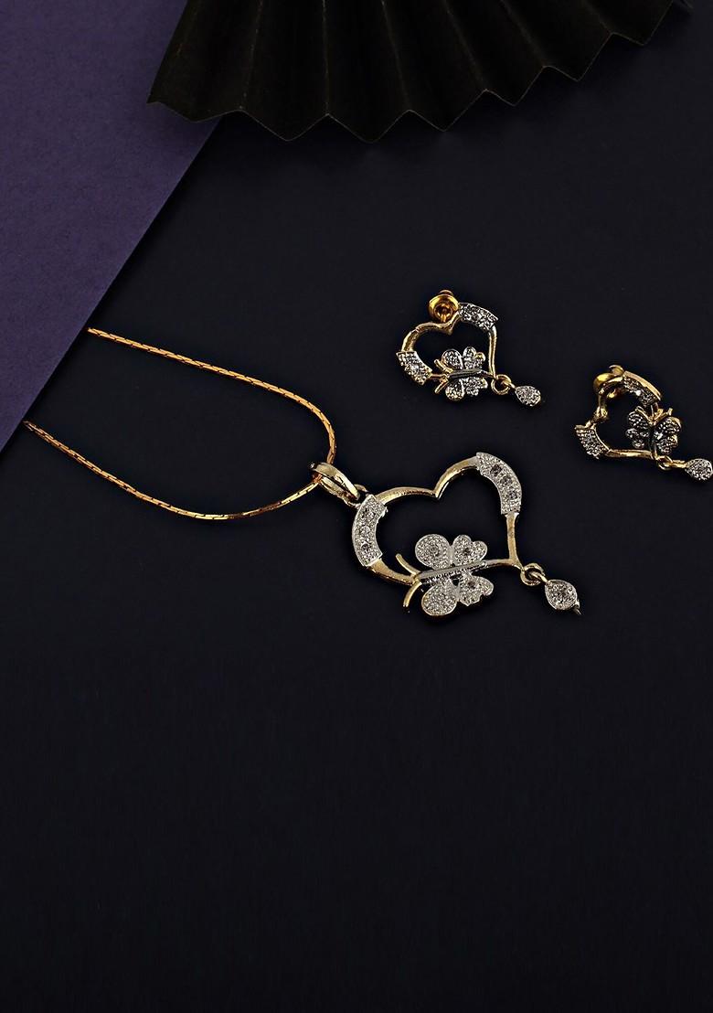 White American Diamond Gold Plated Necklace Set