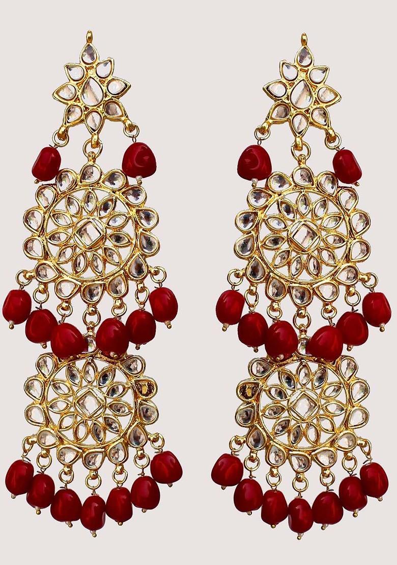 Maroon Kundan Gold Plated Necklace Set