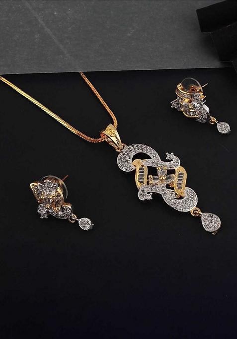 White American Diamond Gold Plated Necklace Set