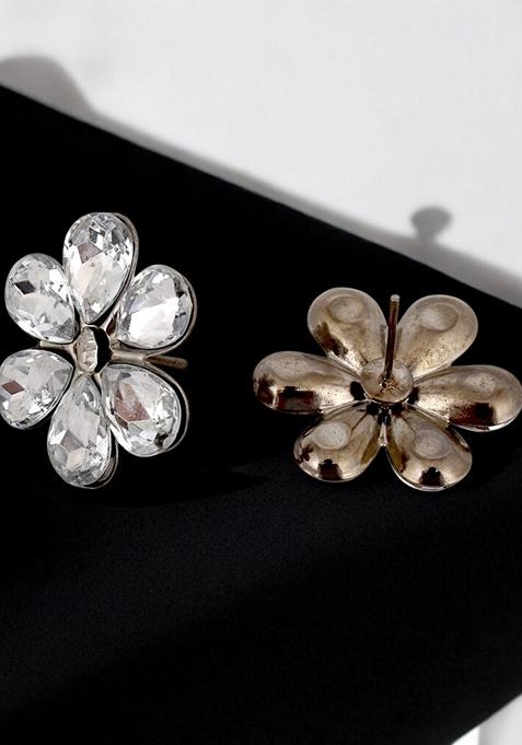 Silver Studded Silver Plated Necklace Set