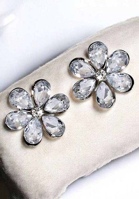 Silver Studded Silver Plated Necklace Set